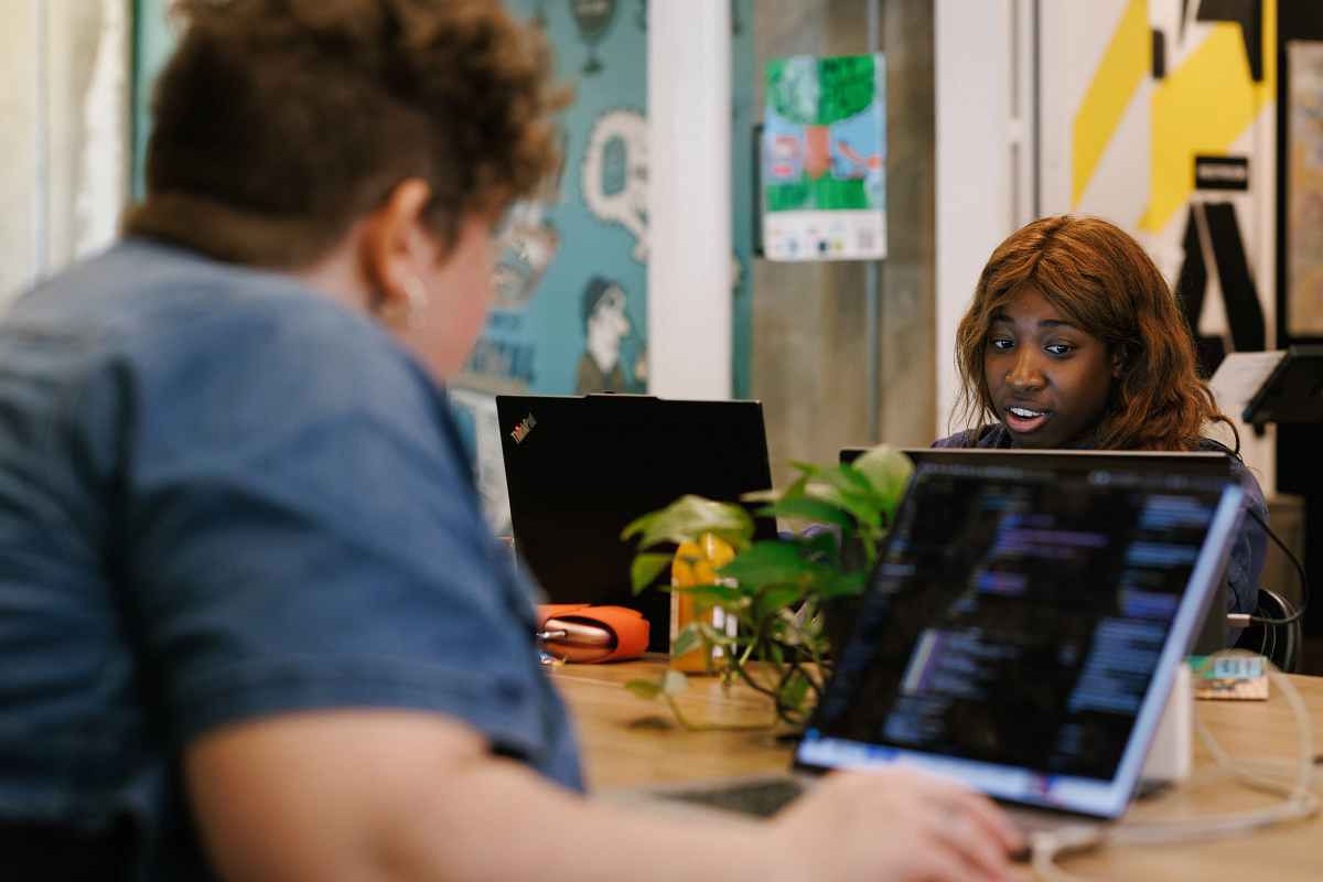 Members discovering conversations at Indy Hall